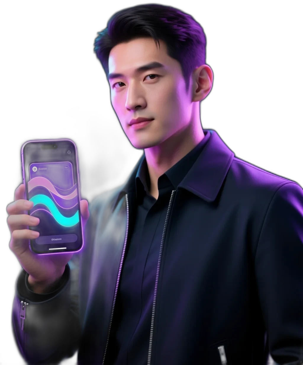Data Labs SIM wallet fintech product lead holding a smartphone